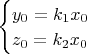 $\begin{cases} y_0=k_1x_0\\ z_0=k_2x_0\end{cases}$