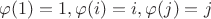 $\varphi(1) = 1, \varphi(i) = i, \varphi(j) = j$ $\varphi(1) = 1, \varphi(i) = i, \varphi(j) = j$