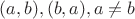 $(a,b),(b,a), a\not =b$