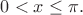 $0 < x \le \pi.$