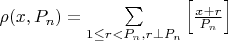 $\rho (x,P_n) = \sum\limits_{1 \leq r < P_n, r \perp P_n} \left[ \frac{x+r}{P_n} \right]$