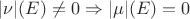 $|\nu|(E)\neq 0 \Rightarrow |\mu|(E)=0$