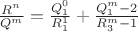 $\frac{{R^n }}{{Q^m }}
=\frac{Q_1^0}{R_1^1}+\frac{Q_1^m-2}{R_3^m-1}$