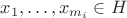 $x_1, \ldots, x_{m_i} \in H$