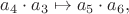 $a_4\cdot a_3\mapsto a_5\cdot a_6,$