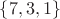 $\{7, 3, 1\}$ $\{7, 3, 1\}$