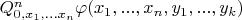 $Q^n_{0,x_1,...x_n}\varphi(x_1,...,x_n,y_1,...,y_k)$