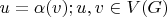 $u=\alpha (v); u,v \in V(G)$