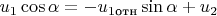 $u_1\cos\alpha=-u_{1\text{отн}}\sin\alpha+u_2$