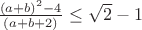 $\frac{(a+b)^2-4}{(a+b+2)}\le\sqrt2-1$