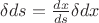 $ \delta ds = \frac{dx}{ds} \delta dx$