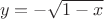 $\quad~y=-\sqrt {1-x}$