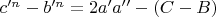 $c'^n - b'^n = 2a'a'' - (C-B)$
