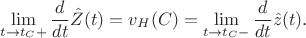 $$\lim_{t\to t_C+}\frac{d}{dt}\hat Z(t)=v_H(C)=\lim_{t\to t_C-}\frac{d}{dt}\hat z(t).$$