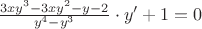 $\frac{3xy^3-3xy^2-y-2}{y^4-y^3}\cdot y'+1=0$