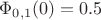 $\[
\Phi _{0,1} (0) = 0.5
\]
$