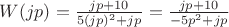 $W(jp)=\frac{jp+10}{5(jp)^2+jp}=\frac{jp+10}{-5p^2+jp}$