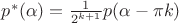 $p^*(\alpha) = \frac{1}{2^{k+1}}p(\alpha - \pi k)  $