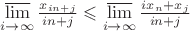 $\varlimsup\limits_{i\to\infty}\frac{x_{in+j}}{in+j} \leqslant \varlimsup\limits_{i\to\infty}\frac{ix_n+x_j}{in+j}$