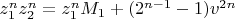 $z_1^nz_2^n=z_1^nM_1+(2^{n-1}-1)v^{2n}$