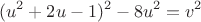 $$(u^2+2u-1)^2-8u^2=v^2$$