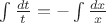$\int\frac {dt}{t}=-\int\frac {dx}{x}$