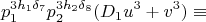 $$p_1^{3h_1\delta_7}p_2^{3h_2\delta_8}(D_1u^3+v^3)\equiv$$