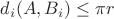 $d_i(A,B_i) \leq \pi r$ $d_i(A,B_i) \leq \pi r$