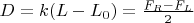 $D=k(L-L_0)=\frac{F_R-F_L}{2}$