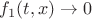 $f_1(t,x)\to 0$