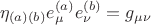 $$\eta_{(a) (b)} e^{(a)}_{\mu} e^{(b)}_{\nu} = g_{\mu \nu}$$