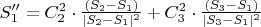 $S_1'' =  C_2 ^2 \cdot \frac{( S_2 - S_1 )}{| S_2 - S_1 | ^2} +  C_3 ^2  \cdot \frac{( S_3 - S_1 )}{| S_3 - S_1 | ^2}$