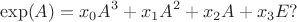 $$\exp(A)=x_0A^3+x_1A^2+x_2A+x_3 E?$$