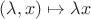 $(\lambda, x) \mapsto \lambda x$