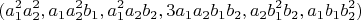 $$ (a_1^2a_2^2, a_1a_2^2b_1,a_1^2a_2b_2, 3a_1a_2b_1b_2, a_2b_1^2b_2, a_1b_1b_2^2)$$