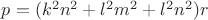 $p=(k^2n^2+l^2m^2+l^2n^2)r$