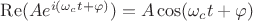 $\operatorname{Re}(Ae^{i(\omega_c t + \varphi)}) = A\cos(\omega_c t + \varphi)$