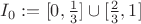 $I_0:=[0,\frac 1 3] \cup [\frac 2 3,1]$