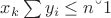 $x_k \sum {y_i }  \le n &ndash; 1$