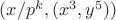 $(x/p^k,(x^3,y^5))$
