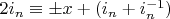 $2 i_n \equiv \pm x+(i_n+i_n^{-1})$