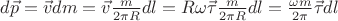$d\vec p=\vec v dm=\vec v\frac{m}{2\pi R}dl=R\omega \vec\tau\frac{m}{2\pi R}dl=\frac{\omega m}{2\pi}\vec\tau dl$