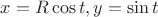 $x=R \cos t , y = \sin t$