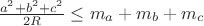 $\frac{a^2+b^2+c^2}{2R} \le m_a+m_b+m_c$