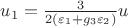 $u_1=\frac{3}{2(\varepsilon_1+g_3\varepsilon_2)}u$