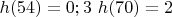$h(54)=0;3 \ h(70)=2$