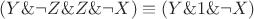 $(Y\& \neg Z\& Z\& \neg X) \equiv (Y\& 1\& \neg X)$