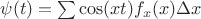 $\psi(t) = \sum \cos(xt)f_x(x)\Delta x$