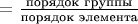 $=\frac{\text{порядок группы}}{\text{порядок элемента}}$