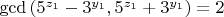$\gcd{(5^{z_1}-3^{y_1},5^{z_1}+3^{y_1})}=2$